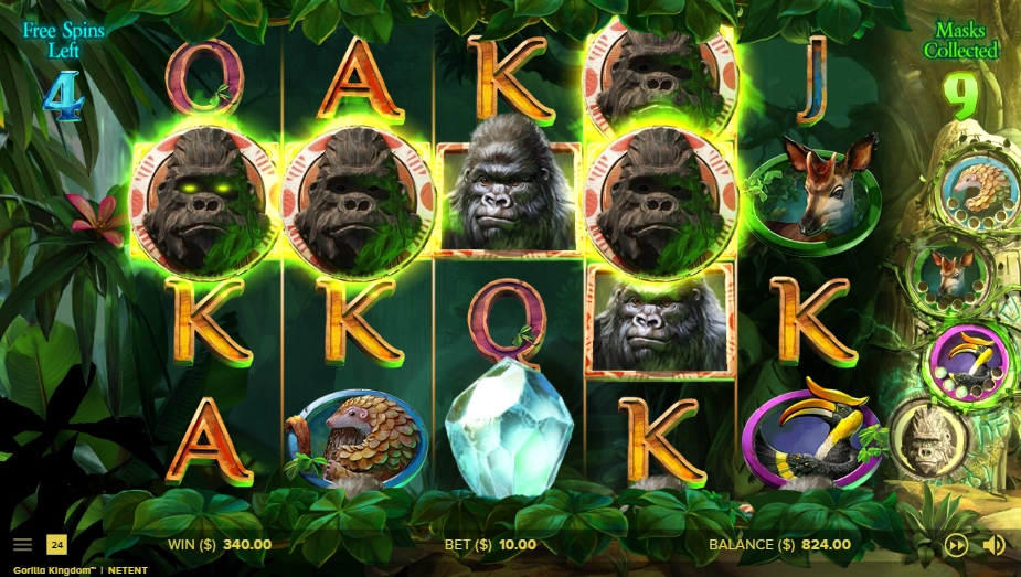 Gorilla Kingdom,NetEnt,tragamonedas,juego gratis,jugar gratis,casinos online,casino línea,juegos friv,juega enlinea