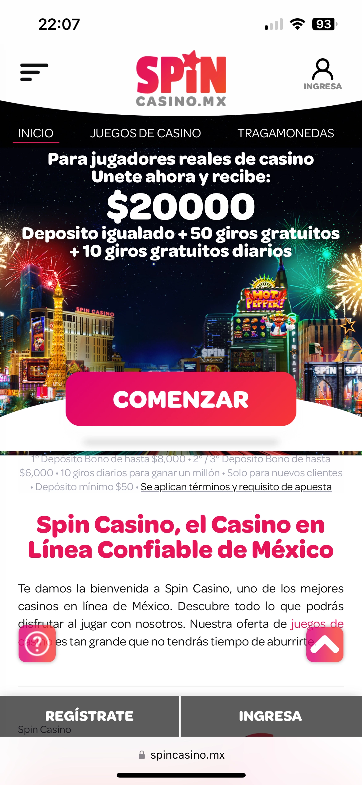 Spin Casino Inicio