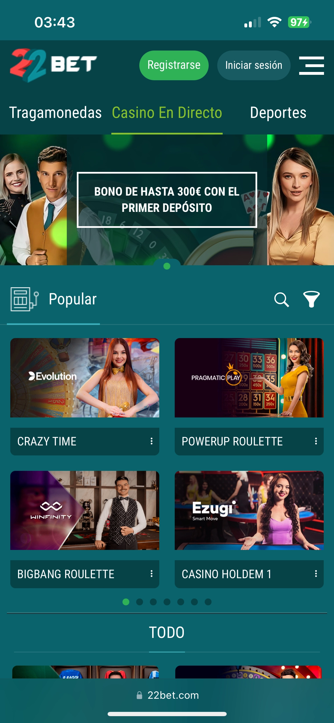 22Bet Casino Inicio