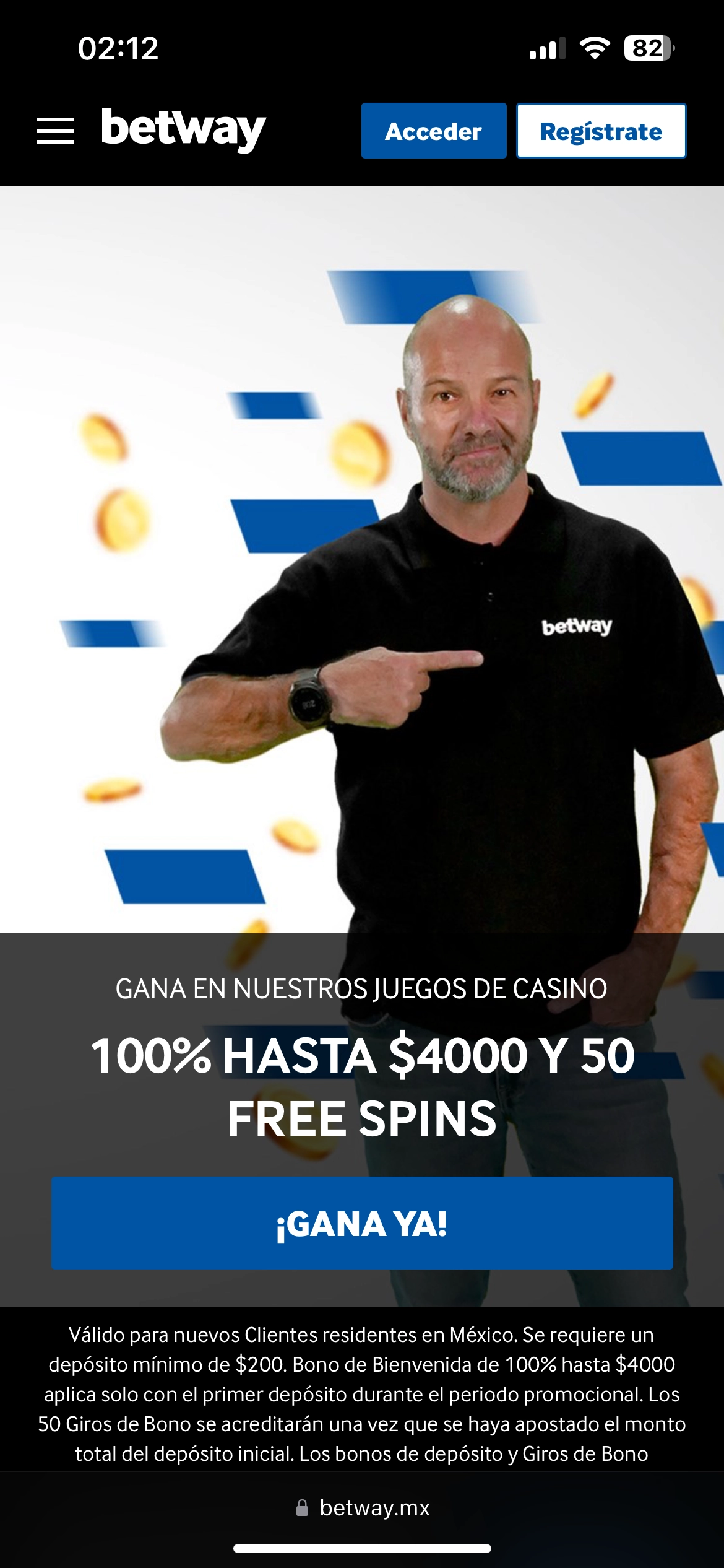 Betway Casino oferta de bienvenida